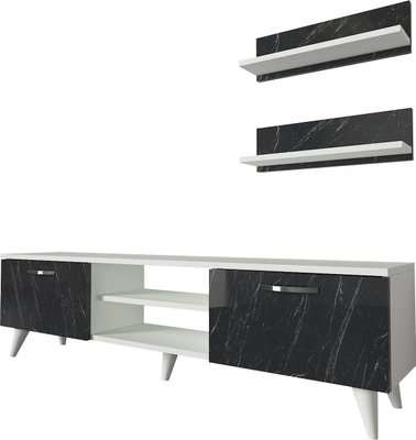 Homemark Armoire's Geacles TV Unit (Marble Look and White)