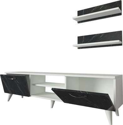 Homemark Armoire's Geacles TV Unit (Marble Look and White)