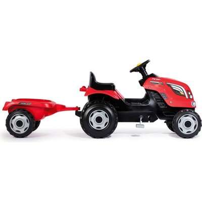 Smoby Farmer XL Tractor Pedal Ride-On with Trailer (Red and Black)