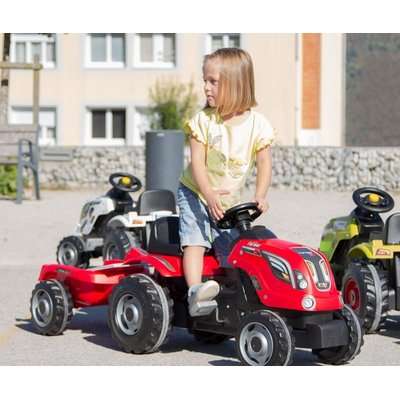 Smoby Farmer XL Tractor Pedal Ride-On with Trailer (Red and Black)