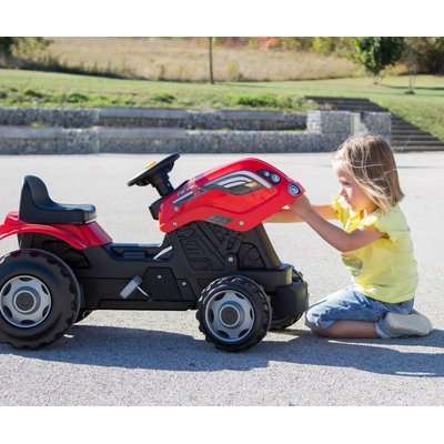 Smoby Farmer XL Tractor Pedal Ride-On with Trailer (Red and Black)