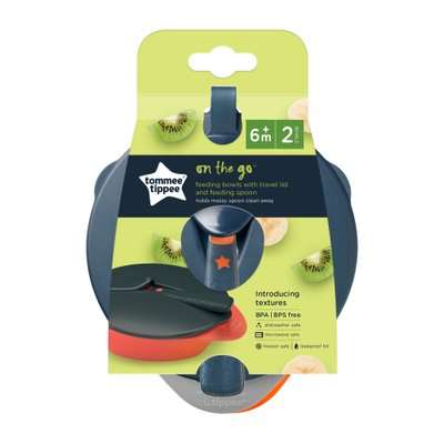 Tommee Tippee - Explora Feeding Bowl with Lid (6 Months + | Supplied Colour May Vary | 2 Bowls)