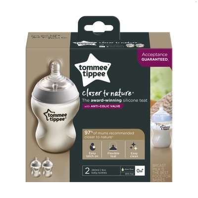 Tommee Tippee Closer To Nature Glass Baby Bottle (260ml)(0 Months +)