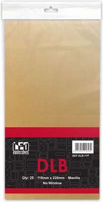 LEO DLB Self Seal Retail Envelopes (Pack of 25)(Manilla)