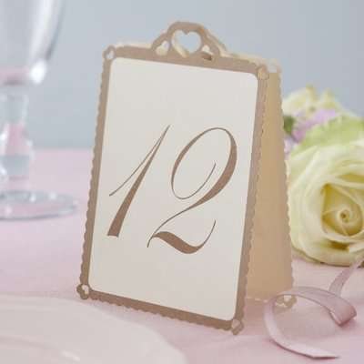 Love Struck - Table Numbers Ivory and Gold (Pack of 1- 12)