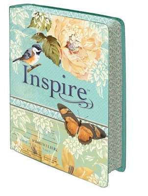Inspire Bible (Blue/Cream Silky-Soft Printed) (Leather / fine binding)