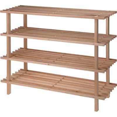Eco Fir Wood 4 Layer Shoe Rack (Natural Wood)