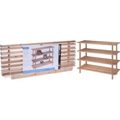 Eco Fir Wood 4 Layer Shoe Rack (Natural Wood)