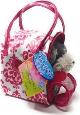 Pucci Pups - Schnauzer Pup with Pink and White Glam Bag