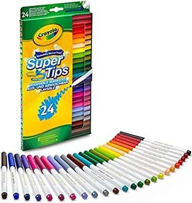 Crayola Supertips Washable Markers (Pack of 24) (Assorted Colours)