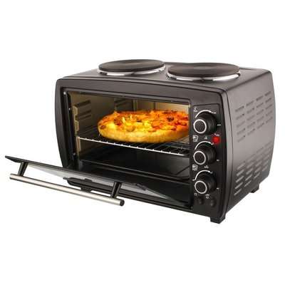 Mellerware Horizon 18 - Stainless Steel Mini Oven with 2 Hotplates (18L)(2400W)(Black)