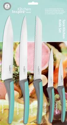 Kitchen Inspire 5-Piece Kitchen Knife Set (Grey & Blue)