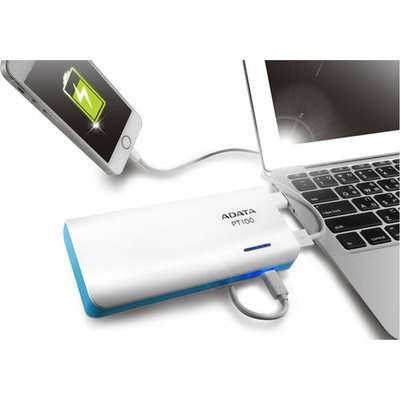 Adata PT100 Power Bank (10000mAh)(White & Blue)