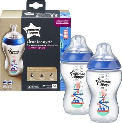 Tommee Tippee - Closer to Nature Decorated Bottle (Boy | 340ml | 2 Pack)