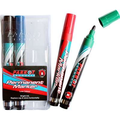 Parrot Permanent Markers (4 Pouch | Bullet Tip)