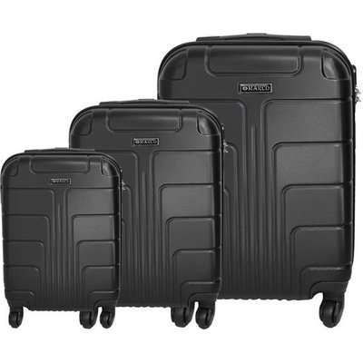 Marco Expedition 3 piece Luggage Set, High quality ABS (Black)