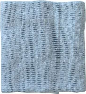 Snuggletime Cotton Cellular Blanket for Pram or Crib (Blue)