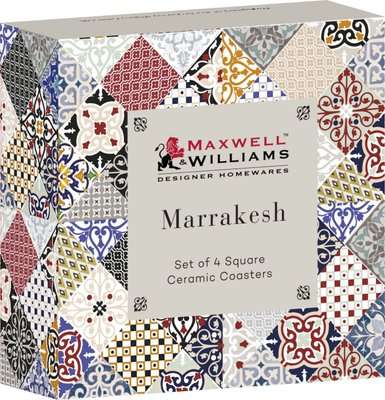 Maxwell and Williams Marrakesh Ceramic Square Tile Coaster - Gift Boxed (9cm)(Set of 4)