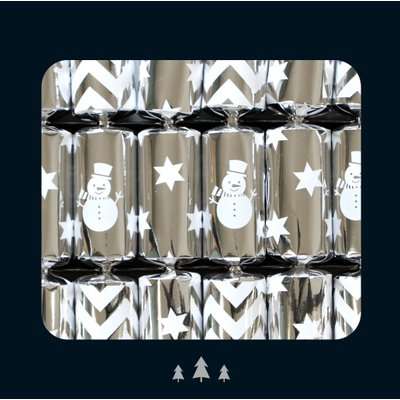 Family Silver Snowmen Christmas Crackers (12 Pack)