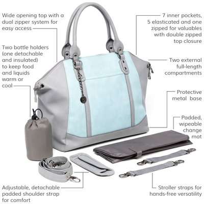 Baby Sense Mom & Baby Bag - Charmaine Grey & Blue