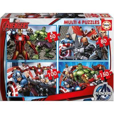 Educa 4-in-1 Jigsaw Puzzle - Avengers (50, 80, 100 & 150 Pieces)