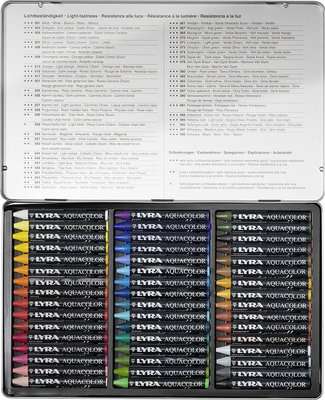 Lyra Acquacolor Water-Soluble Wax Crayons (Metal Box of 48 Pack)