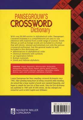 Pansegrouw Crossword Dictionary (Paperback)