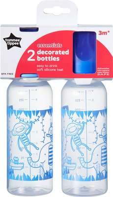 Tommee Tippee - Essential Basics Bottle (250ml | 2 Pack | Supplied Colour May Vary)