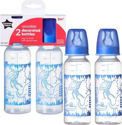 Tommee Tippee - Essential Basics Bottle (250ml | 2 Pack | Supplied Colour May Vary)