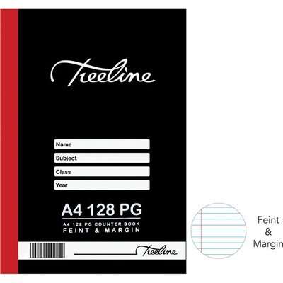 Treeline Feint and Margin Hardcover Book (A4)(128 pages)(Pack of 10)