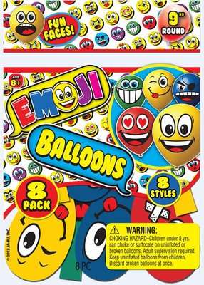 Ja-Ru Emoji 9" Balloon (Pack of 8)