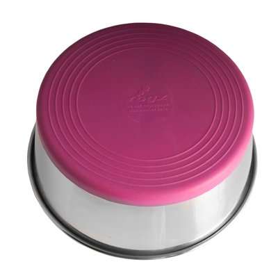 Rogz Stainless Steel Slurp Dog Bowl - Large 1700ml (Pink Base)