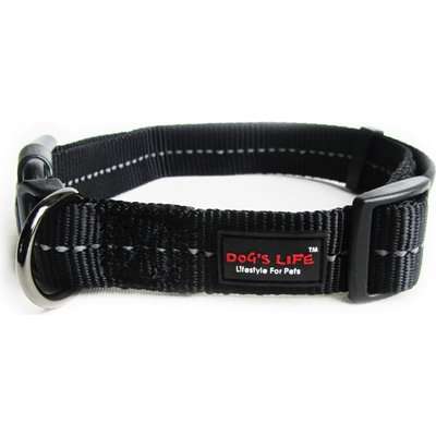 Dog's Life Reflective Supersoft Webbing Collar (Black)