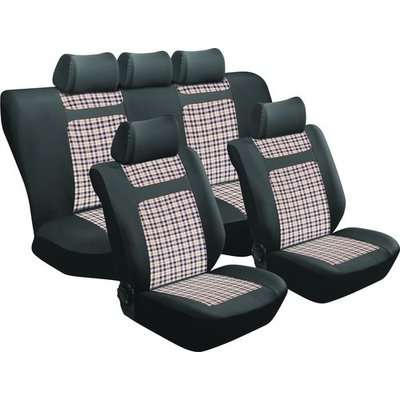 Stingray Tartan Gingham Car Seat Cover Set (11 Piece) (Beige)