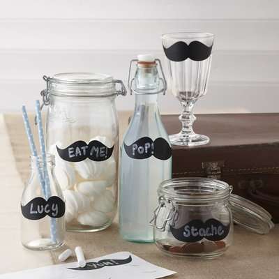 Vintage Affair - Moustache Chalk Board Labels (Pack of 12)