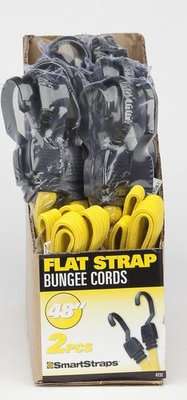 Smartstraps Flat Strap Bungee Cords (120cm) (Yellow) (Pack of 2)