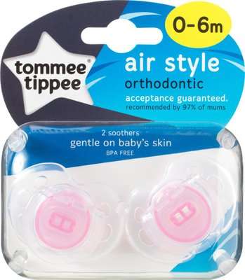 Tommee Tippee Closer to Nature Air Soother (0 to 6 Months | 2 Pack | Supplied colour may vary)