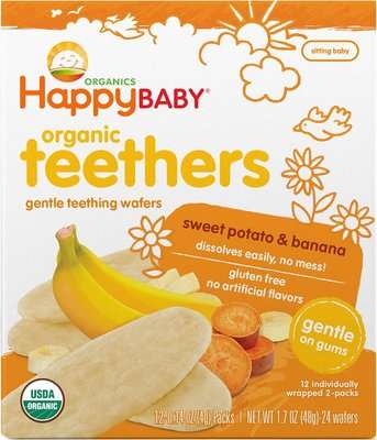 Happy Baby Organic Teethers - Banana & Sweet Potato (24 Wafers)(48g)