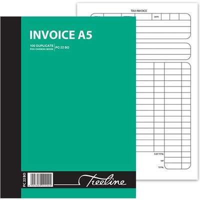 Treeline Duplicate Pen Carbon Invoice Book (A5)(Pack of 5)