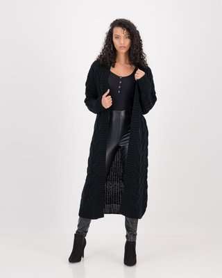 Brave Soul Organza Chunky Cardigan (Black)(M)