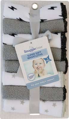 Snuggletime Supersoft Microfibre Washcloths (Grey and White)(8 Pack)