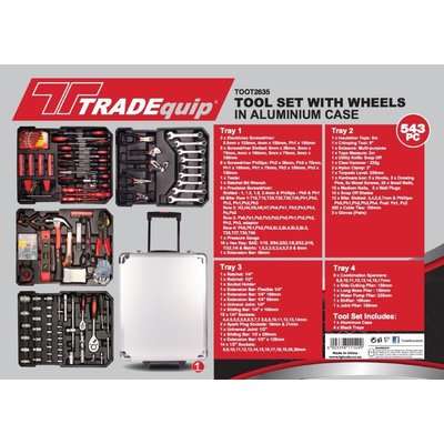 TRADEquip Toolkit In Aluminium Case With Wheels (543 Pieces)