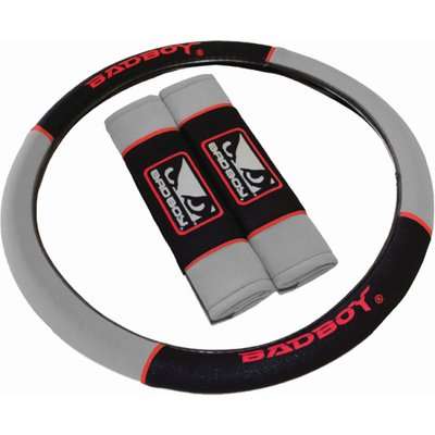 Stingray Bad Boy Steering Wheel Cover & Seat Belt Comforter Set (3 Piece) (Black/Grey)