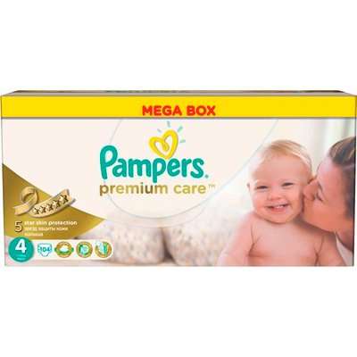 Pampers Premium Care Disposable Nappies (Size 4)(104's)(Mega Pack)
