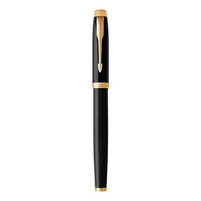 Parker IM Medium Nib Fountain Pen (Black Lacquer with Gold Trim)(Blue Ink) - Presented in a Gift Box