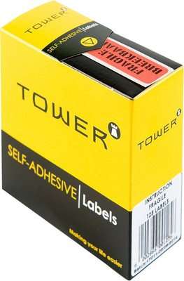 Tower Rectangular Instruction Labels - Fragile/Breekbaar (14x40mm)(Box of 125)