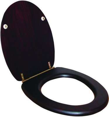 Wildberry 18" MDF Toilet Seat (Dark Mahogany/Black) (Bar Hinges)