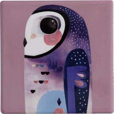 Maxwell & Williams Pete Cromer Ceramic Square Tile Coasters 9.5cm Owl (Set of 6)