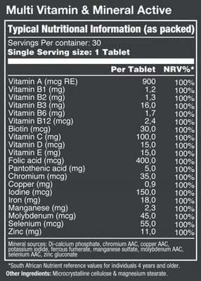 Vitatech Multi Vitamin & Mineral - Active (30 Tablets)