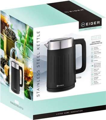 Eiger Lineo Nero Stainless Steel Cold-touch Cordless Kettle (Black)